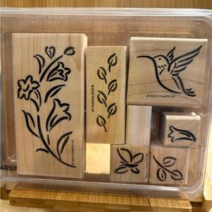 Stampin' Up! Floral and Hummingbird Wooden Stamp Set